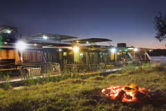 Houseboats by the fire night